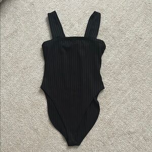 Black Ribbed Bodysuit